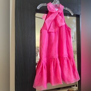 Vibrant Bright Pink Sleeveless Dress with Tie Bow